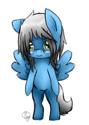 Size: 1794x2508 | Tagged: safe, artist:starshinefox, oc, oc only, oc:silent shield, pony, bipedal, blushing, colored sketch, female, smiling, solo, spread wings, standing