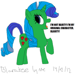 Size: 661x648 | Tagged: safe, artist:mightyquinn2021 77, rarity, oc, oc only, oc:blarity, g4, 1000 hours in ms paint, blonic, ms paint, recolor, solo
