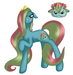 Size: 1323x1355 | Tagged: safe, artist:mondlichtkatze, earth pony, pony, venusaur, female, mare, pokémon, ponified, solo