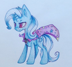 Size: 1611x1505 | Tagged: safe, artist:galaxytwentysix, trixie, pony, unicorn, g4, female, mare, simple background, solo, traditional art