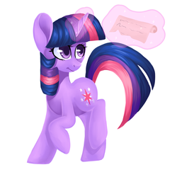 Size: 1024x1024 | Tagged: safe, artist:voilet14, twilight sparkle, g4, female, magic, raised hoof, simple background, solo, telekinesis