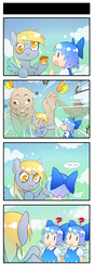 Size: 372x1052 | Tagged: safe, artist:sweetsound, derpy hooves, pegasus, pony, g4, 4koma, cirno, comic, female, mare, pixiv, touhou