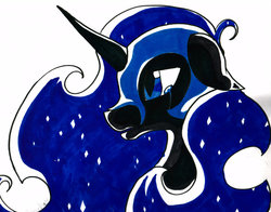 Size: 1024x801 | Tagged: safe, artist:galactickit, nightmare moon, g4, crying, female, solo, traditional art