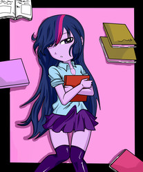 Size: 1900x2300 | Tagged: safe, artist:nekojackun, twilight sparkle, alicorn, equestria girls, g4, book, female, hair over one eye, solo, that pony sure does love books, twilight sparkle (alicorn)