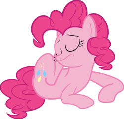 Size: 3538x3402 | Tagged: safe, artist:porygon2z, pinkie pie, earth pony, pony, g4, mmmystery on the friendship express, active stretch, behaving like a dog, ear scratch, female, flexible, high res, mare, puppy pie, scratching, simple background, solo, transparent background, vector