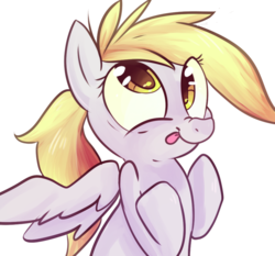 Size: 917x854 | Tagged: safe, artist:spanish-scoot, derpy hooves, pegasus, pony, g4, :p, cute, derpabetes, female, mare, nose wrinkle, simple background, smiling, solo, spread wings, tongue out, transparent background