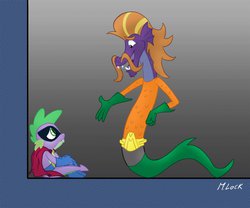 Size: 1280x1067 | Tagged: safe, artist:mlock, spike, steven magnet, g4, aquaman, batman: the brave and the bold, humdrum costume, power ponies, this will end in a rousing song of heroism