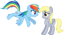 Size: 3570x1958 | Tagged: safe, artist:porygon2z, derpy hooves, rainbow dash, pegasus, pony, g4, the last roundup, female, mare, simple background, transparent background, vector