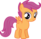 Size: 135x128 | Tagged: safe, scootaloo, g4, animated, animated png, female, glitch, looking at you, simple background, solo, transparent background