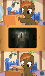 Size: 640x1080 | Tagged: safe, button mash, button's adventures, g4, button's odd game, colt, exploitable meme, foal, konami, male, meme, p.t, silent hill, silent hills, solo