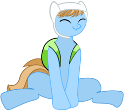 Size: 1132x1015 | Tagged: safe, artist:leapingriver, pony, adventure time, backpack, eyes closed, finn hat, finn the human, male, merriwether williams, ponified, simple background, solo, transparent background, vector, writing staff