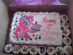 Size: 960x720 | Tagged: safe, pinkie pie, earth pony, pony, g4, birthday cake, cake, cupcake, female, food, mare, paw patrol, photo