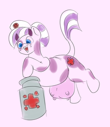 Size: 1405x1625 | Tagged: safe, artist:wizardski, nurse sweetheart, cow, cow pony, g4, chubby, cowified, hat, nurse, species swap, udder