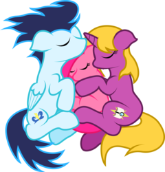 Size: 4190x4360 | Tagged: safe, artist:bryastar, soarin', oc, oc:bright star, oc:rose, g4, absurd resolution, canon x oc, eyes closed, lying down, on side, shipping, sleeping