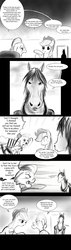 Size: 1000x3500 | Tagged: safe, artist:d-lowell, applejack, granny smith, horse, comic:it's not my fault i'm a horse, g4, angel densetsu, comic, horse-pony interaction, parody