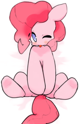 Size: 650x1024 | Tagged: safe, artist:oowob, pinkie pie, earth pony, pony, g4, body pillow, body pillow design, female, hooves, solo, tongue out, wink