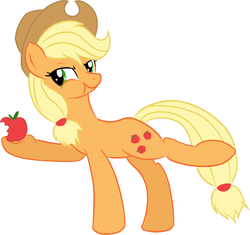 Size: 1212x1137 | Tagged: safe, artist:kasun05, applejack, g4, apple, balancing, eating, female, hoof hold, simple background, solo