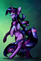 Size: 1478x2190 | Tagged: safe, artist:art-surgery, twilight sparkle, pony, unicorn, g4, bipedal, female, looking at you, rearing, solo, unicorn twilight