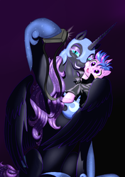 Size: 1828x2600 | Tagged: safe, artist:leovictor, artist:vasillium, oc, oc only, oc:ardent, oc:nyx, bandage, bandaid, bedroom eyes, camera, confused, fluffy, grin, hoof hold, hug, offspring, parent:twilight sparkle, selfie, short hair, smiling, squishy cheeks, surprised, unshorn fetlocks, winghug