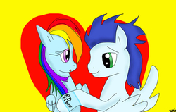 Size: 900x572 | Tagged: safe, artist:galkoz, rainbow dash, soarin', g4, female, male, ship:soarindash, shipping, straight