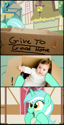 Size: 840x1630 | Tagged: safe, lyra heartstrings, human, pony, unicorn, g4, dashie meme, exploitable meme, happy, human baby, irl, irl human, meme, my little humie, photo, role reversal