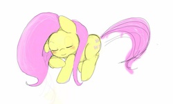 Size: 1024x614 | Tagged: safe, artist:skippy_the_moon, fluttershy, g4, female, pixiv, sleeping, solo