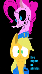 Size: 2448x4320 | Tagged: safe, artist:newsketches, applejack, pinkie pie, robot, g4, five nights at freddy's, high res, video game