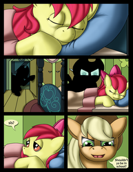 Size: 980x1268 | Tagged: safe, artist:cobramcjingleballs, apple bloom, applejack, comic:cmc comic (comic:crazy mares), comic:crazy mares, g4, comic