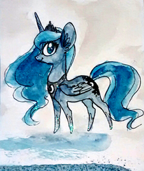 Size: 329x392 | Tagged: safe, artist:nekobite, princess luna, g4, female, solo, traditional art, watercolor painting