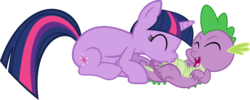 Size: 3533x1418 | Tagged: safe, artist:porygon2z, spike, twilight sparkle, dragon, pony, unicorn, g4, baby, baby dragon, belly tickling, cute, cutie mark, duo, eyes closed, female, horn, kissing, laughing, male, mama twilight, mare, raspberry, simple background, spikabetes, spikelove, tickling, transparent background, tummy buzz, unicorn twilight, vector