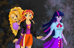 Size: 1358x878 | Tagged: safe, artist:darkcrazyd, artist:ydalirwendigo, adagio dazzle, sunset shimmer, twilight sparkle, equestria girls, g4, my little pony equestria girls: rainbow rocks, female, gem, siren gem, temptation