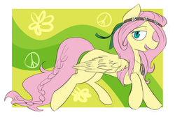 Size: 1600x1078 | Tagged: safe, artist:estrill, fluttershy, g4, female, hippieshy, solo