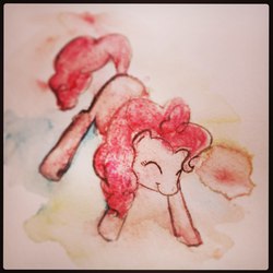 Size: 1024x1024 | Tagged: safe, artist:octaviamus, pinkie pie, g4, female, solo, traditional art, watercolor painting