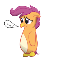 Size: 1800x2000 | Tagged: safe, artist:zapplebow, scootaloo, bird, penguin, g4, birdified, female, scootaloo can't fly, solo, species swap