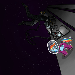 Size: 1000x1000 | Tagged: safe, rainbow dash, human, g4, astrodash, astronaut, clothes, helmet, space, spacesuit, welding