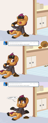 Size: 860x2205 | Tagged: safe, artist:php27, scootaloo, ask stalkerloo, g4, ask, blatant lies, clothes, comic, cookie, goggles, plate, stalkerloo, tumblr