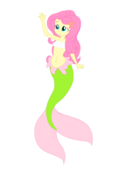 Size: 6538x9263 | Tagged: safe, artist:katiethegreate, fluttershy, mermaid, equestria girls, g4, absurd resolution, bandeau, belly button, female, mermaidized, midriff, solo