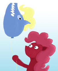 Size: 1154x1429 | Tagged: safe, artist:zeeponi, pinkie pie, g4, balloon, surreal