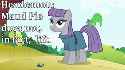 Size: 1280x720 | Tagged: safe, gummy, maud pie, g4, deadpan, do you even lift, headcanon, image macro, meme, truth