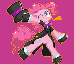 Size: 800x700 | Tagged: safe, artist:anko, pinkie pie, g4, clothes, costume, featureless crotch, female, hat, pixiv, solo, top hat