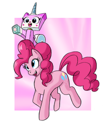 Size: 548x639 | Tagged: safe, artist:lordstevie, pinkie pie, g4, colored, crossover, lego, the lego movie, unikitty