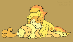 Size: 576x336 | Tagged: safe, artist:haretrinity, applejack, carrot top, golden harvest, spitfire, g4, pony pile