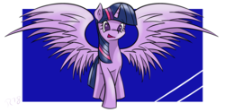 Size: 3000x1500 | Tagged: safe, twilight sparkle, alicorn, pony, g4, cute, female, looking at you, mare, open mouth, smiling, solo, spread wings, twilight sparkle (alicorn)