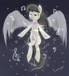 Size: 2000x2200 | Tagged: safe, artist:cupcaken, octavia melody, g4, female, high res, music notes, solo, wings