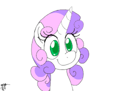 Size: 550x400 | Tagged: safe, artist:melancholy, sweetie belle, g4, animated, blinking, cute, diasweetes, female, portrait, simple background, solo
