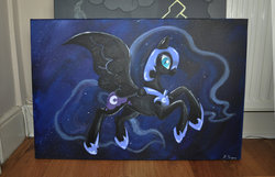 Size: 1024x659 | Tagged: safe, artist:rsharpart, nightmare moon, g4, female, photo, solo, traditional art