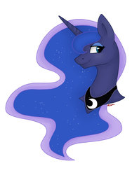 Size: 1024x1365 | Tagged: safe, artist:ridgessky, princess luna, g4, bust, female, missing accessory, simple background, smiling, solo