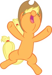 Size: 2019x2863 | Tagged: safe, applejack, applebuck season, g4, female, happy, high res, jumping, nose in the air, open mouth, simple background, solo, vector, white background