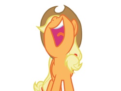 Size: 1024x768 | Tagged: safe, applejack, g4, bird-spirit, female, happy, laughing, nose in the air, open mouth, simple background, solo, white background