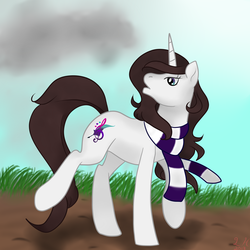 Size: 2000x2000 | Tagged: safe, artist:farondk, oc, oc only, pony, unicorn, clothes, female, high res, mare, scarf, solo, walking